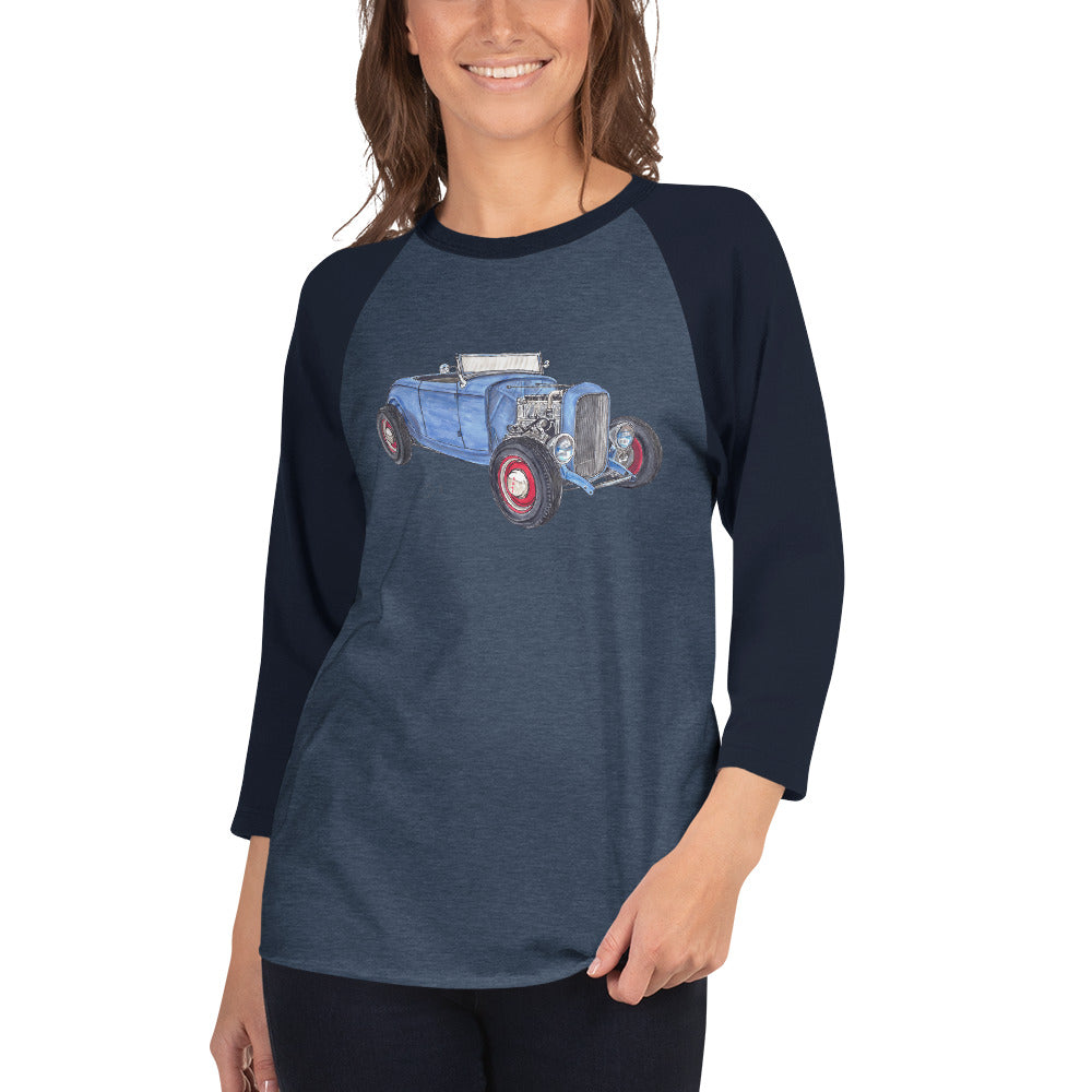 1932 F Roadster Flathead 3/4 sleeve raglan shirt