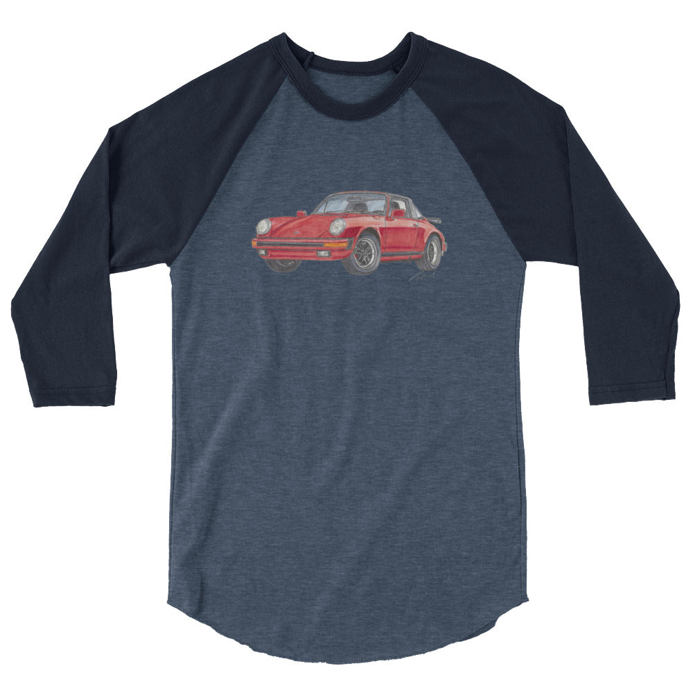 1975 911 Targa Red 3/4 sleeve raglan shirt