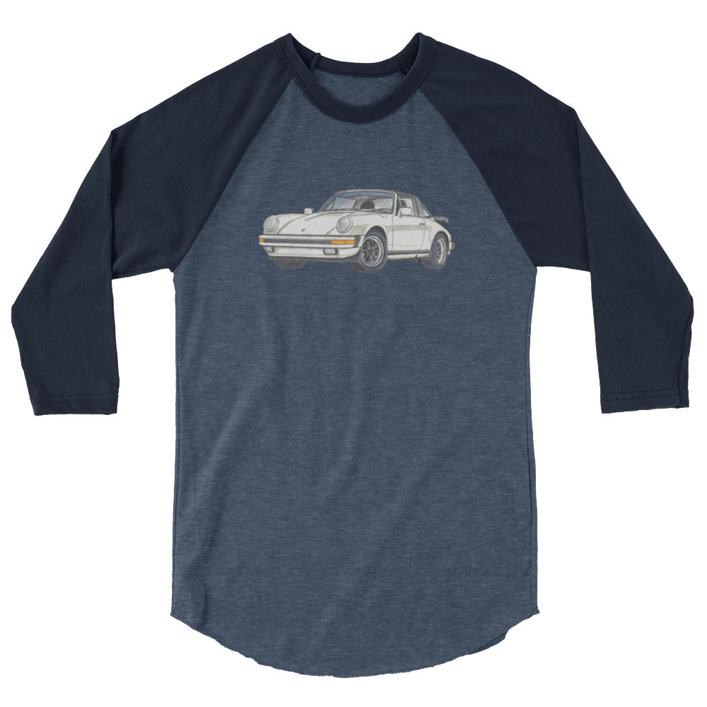 1986 911 Targa White 3/4 sleeve raglan shirt