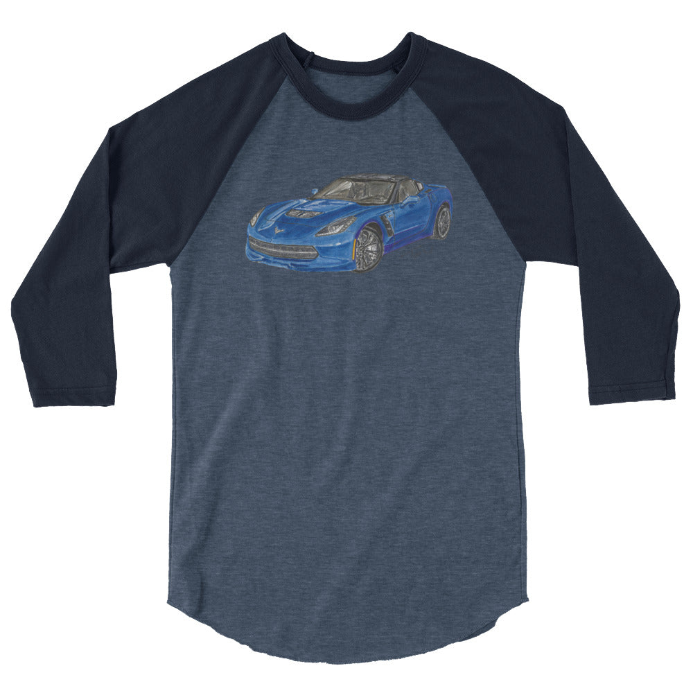 2015 C Stingray Blue 3/4 sleeve raglan shirt