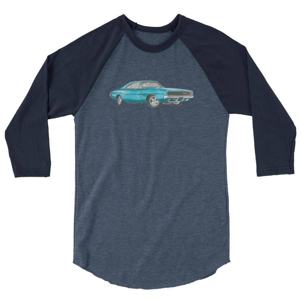 1968 Charger Blue 3/4 sleeve raglan shirt