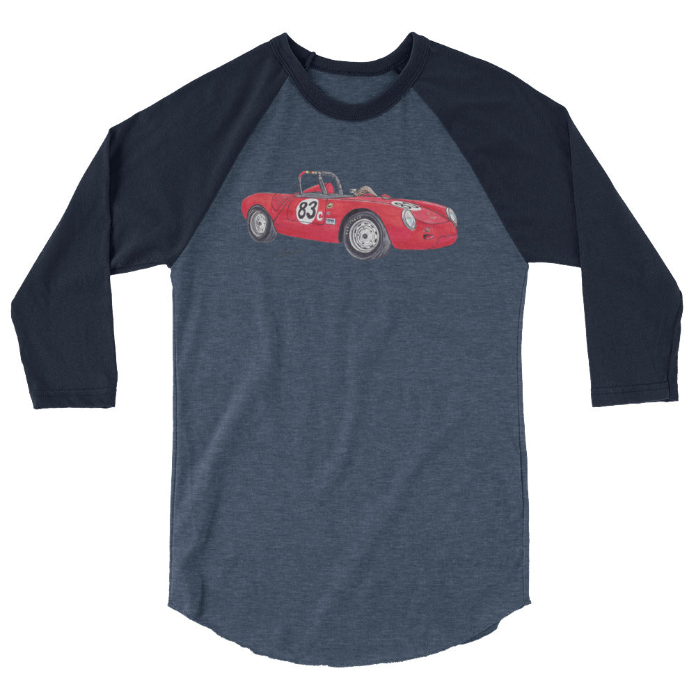 1955 P 550A Spyder Red 3/4 sleeve raglan shirt