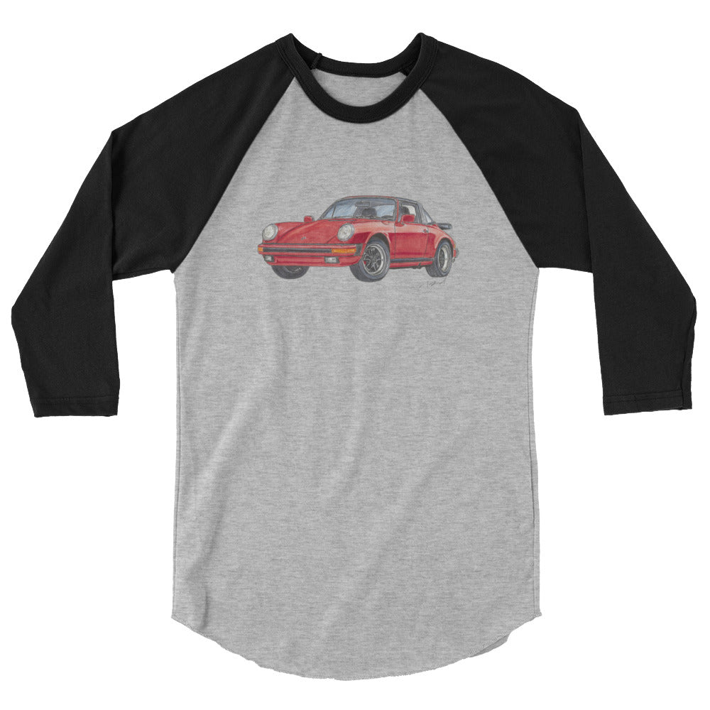 1975 911 Targa Red 3/4 sleeve raglan shirt