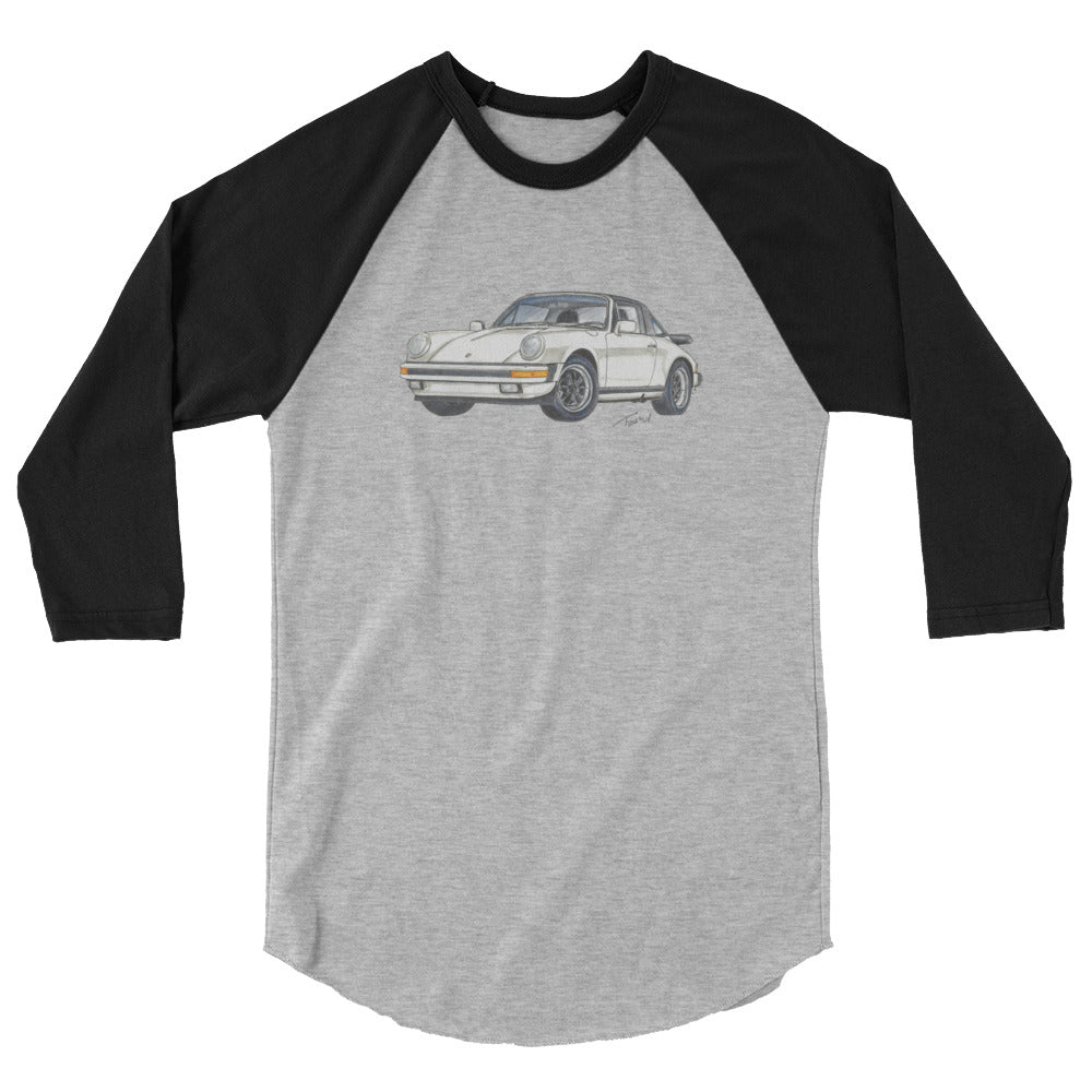 1986 911 Targa White 3/4 sleeve raglan shirt