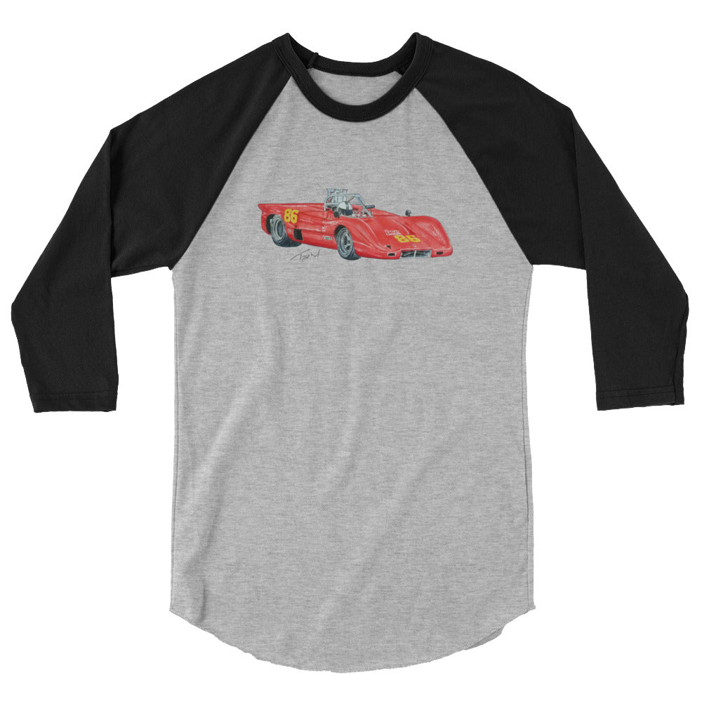 British 1970 McL CAN AM Racecar 3/4 sleeve raglan shirt