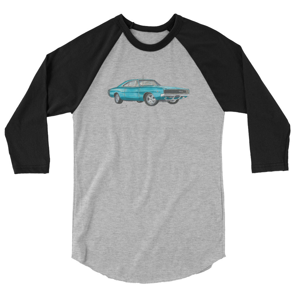 1968 Charger Blue 3/4 sleeve raglan shirt