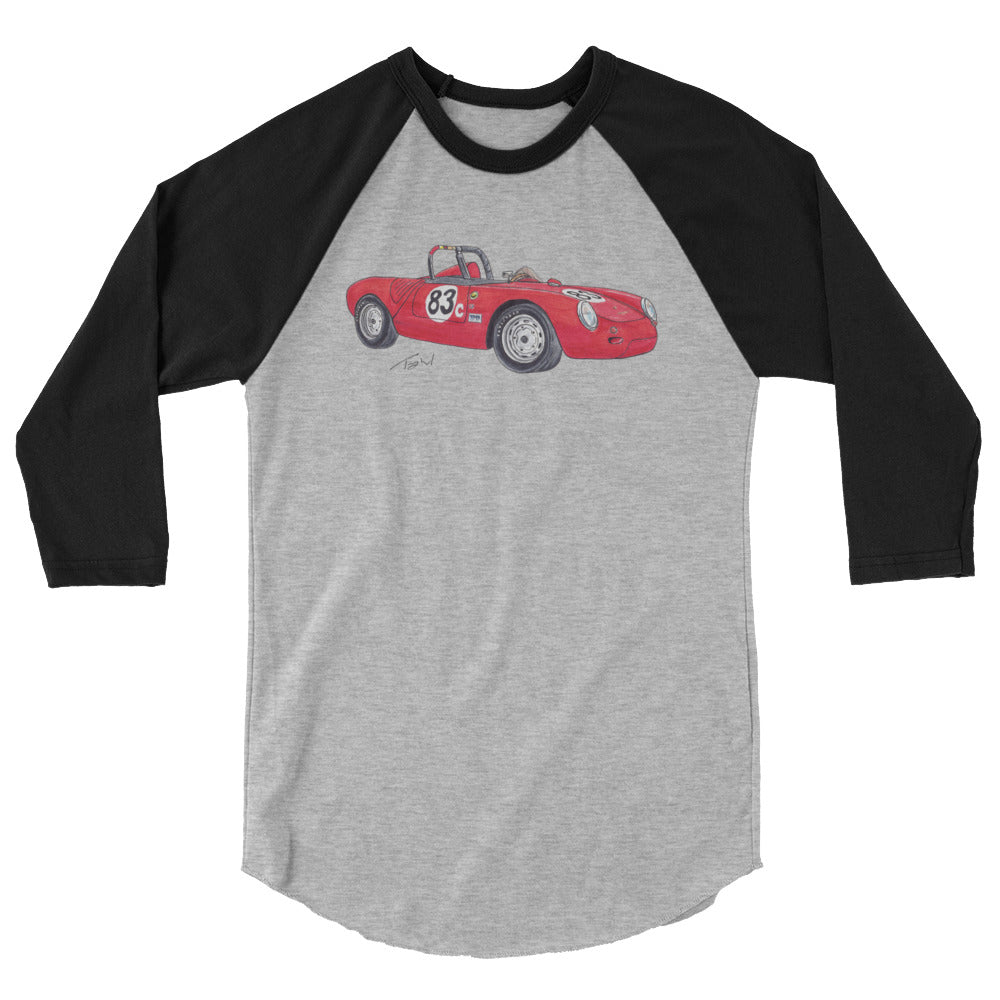 1955 P 550A Spyder Red 3/4 sleeve raglan shirt