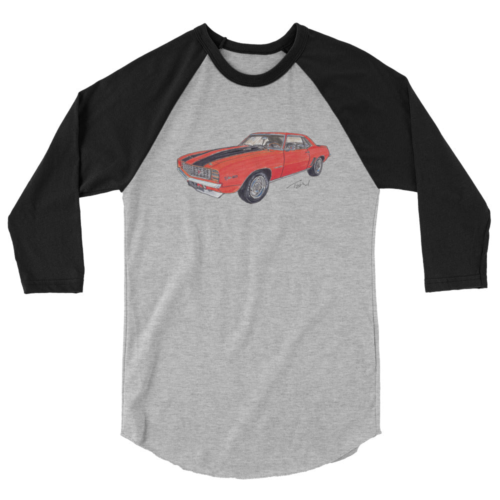 1969 C Z28 RS Orange 3/4 sleeve raglan shirt