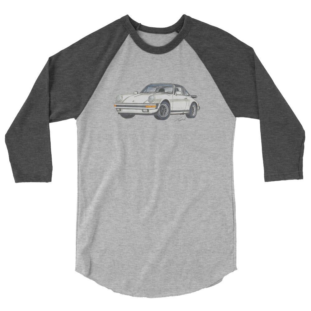 1986 911 Targa White 3/4 sleeve raglan shirt