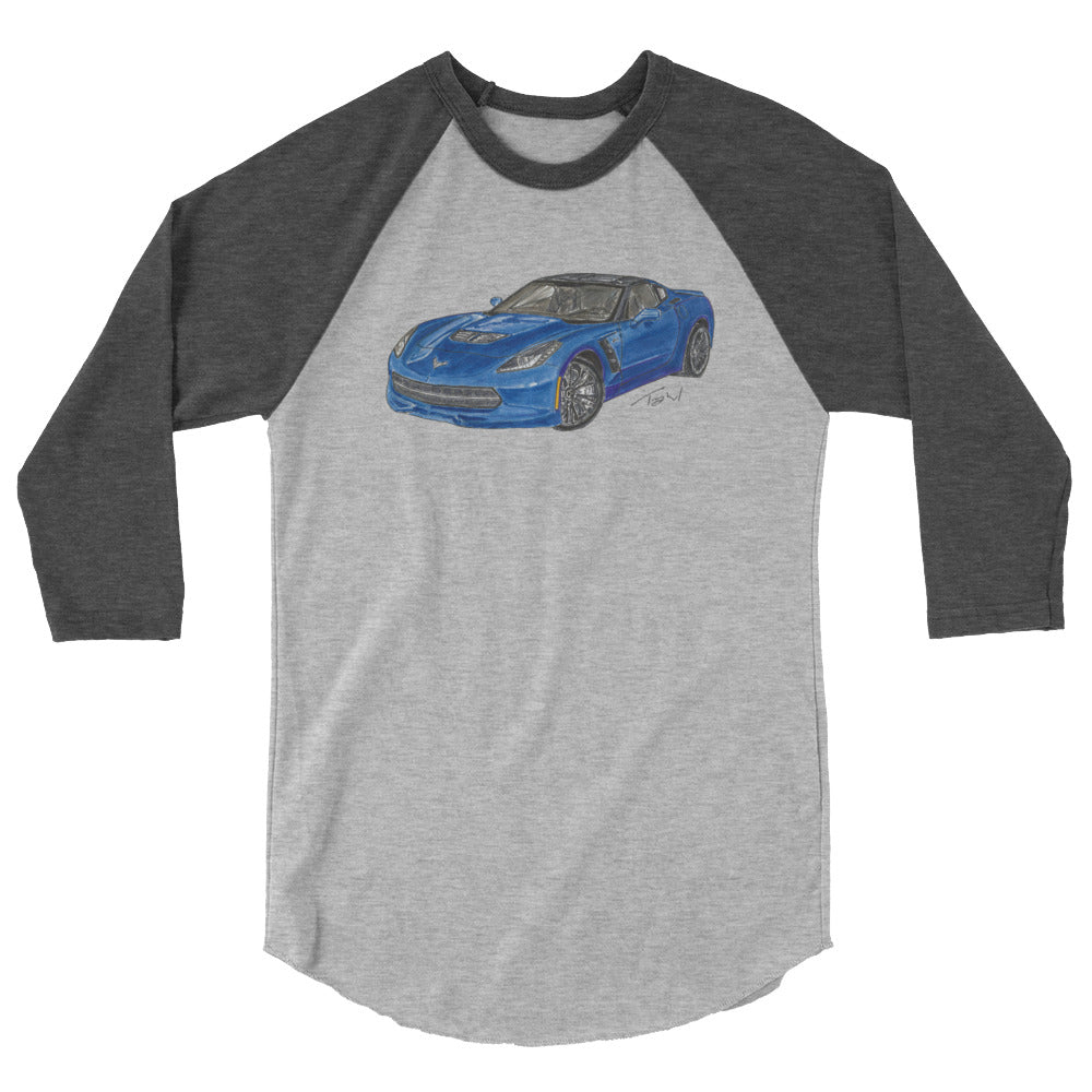 2015 C Stingray Blue 3/4 sleeve raglan shirt