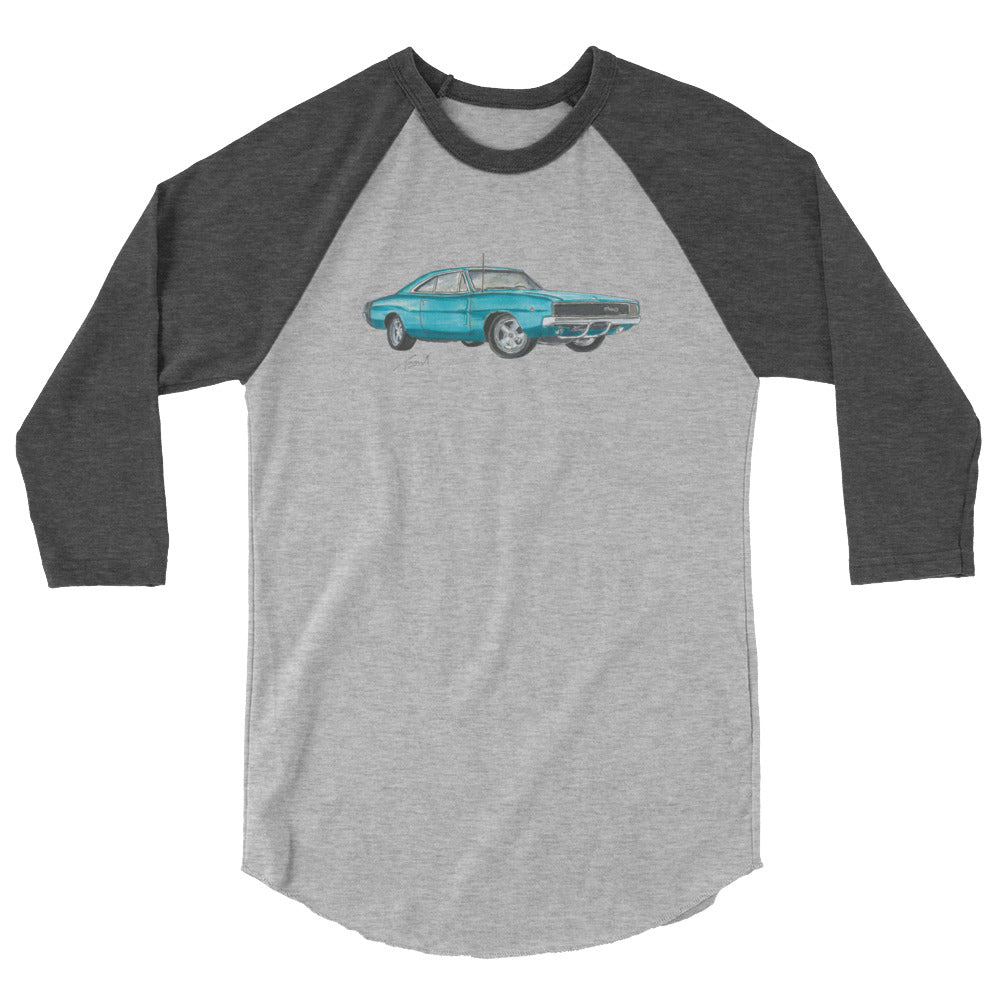 1968 Charger Blue 3/4 sleeve raglan shirt