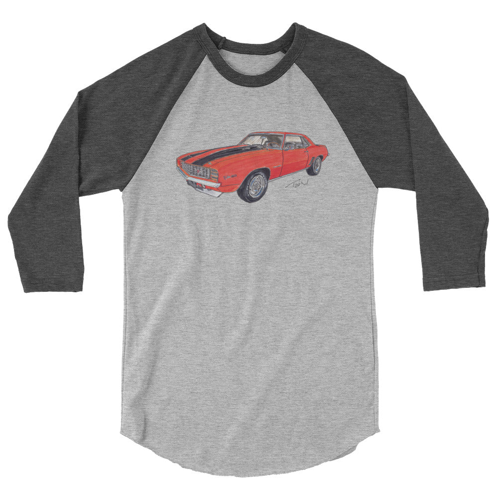 1969 C Z28 RS Orange 3/4 sleeve raglan shirt