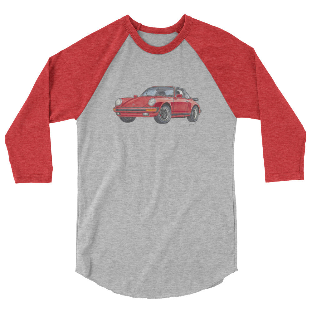 1975 911 Targa Red 3/4 sleeve raglan shirt