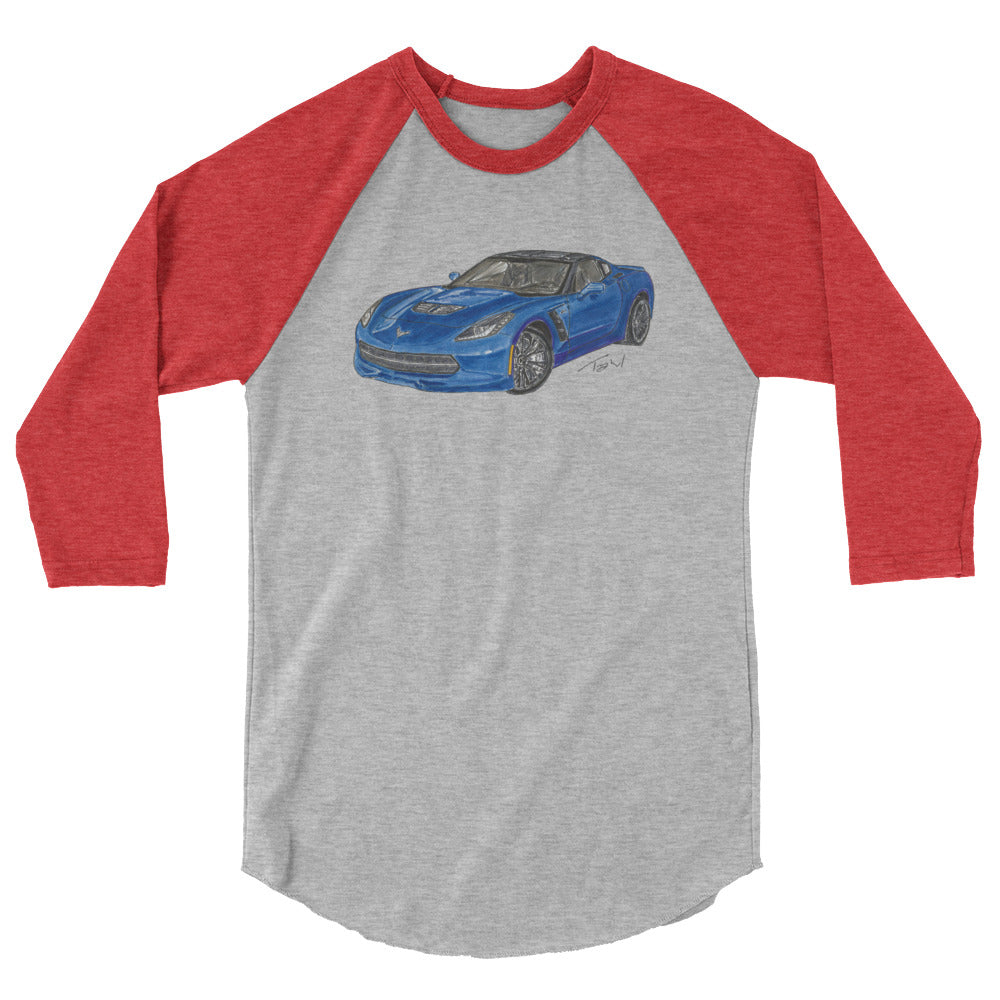 2015 C Stingray Blue 3/4 sleeve raglan shirt