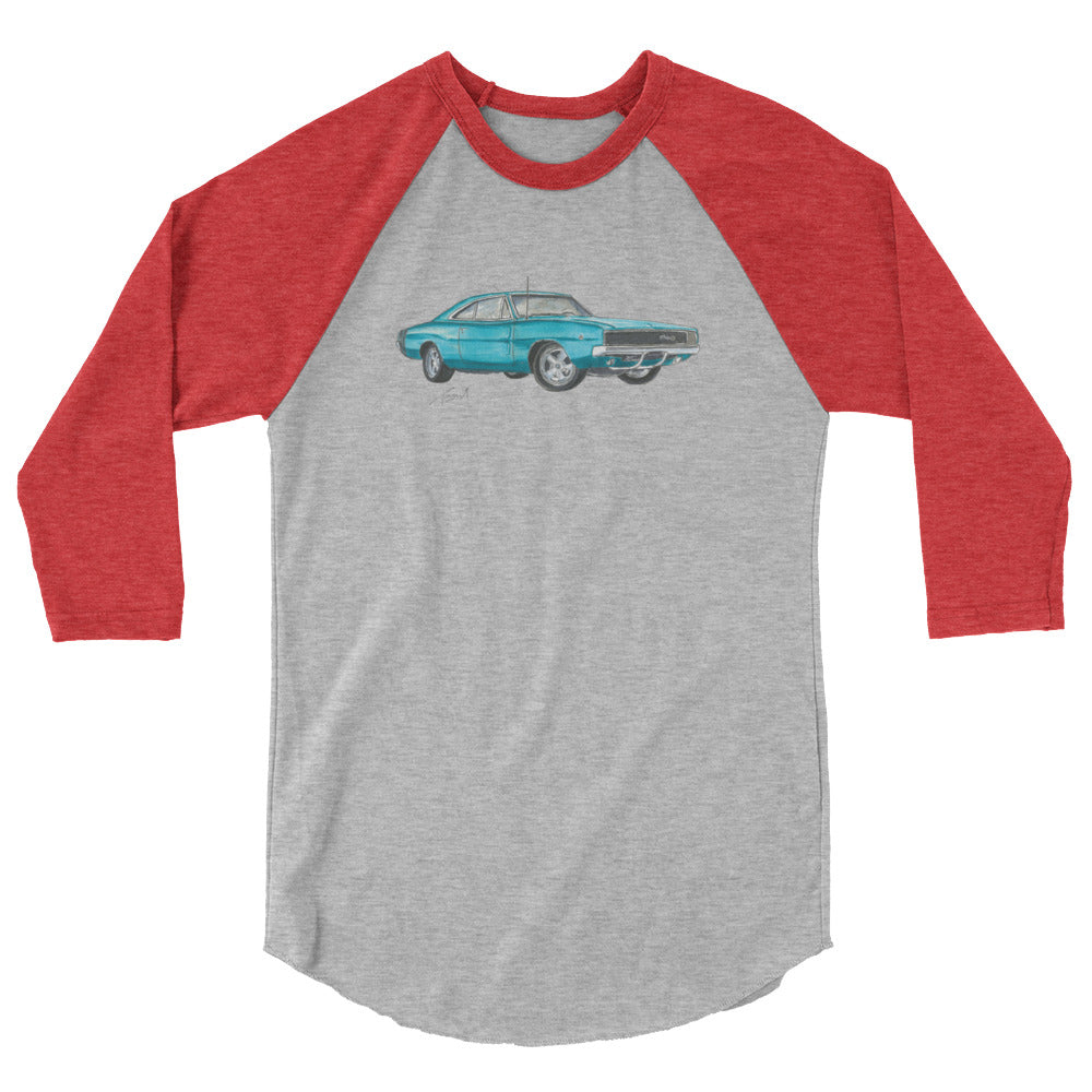 1968 Charger Blue 3/4 sleeve raglan shirt