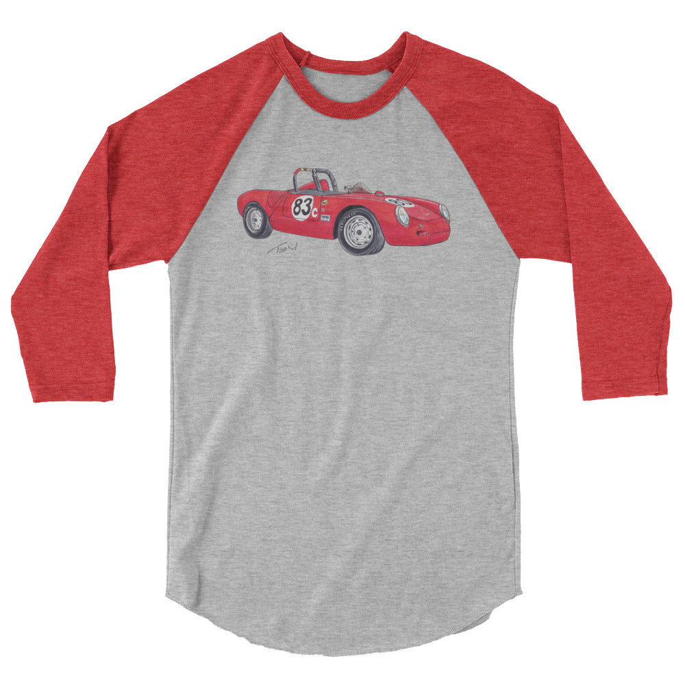 1955 P 550A Spyder Red 3/4 sleeve raglan shirt