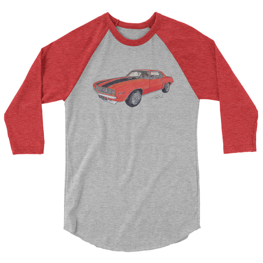 1969 C Z28 RS Orange 3/4 sleeve raglan shirt