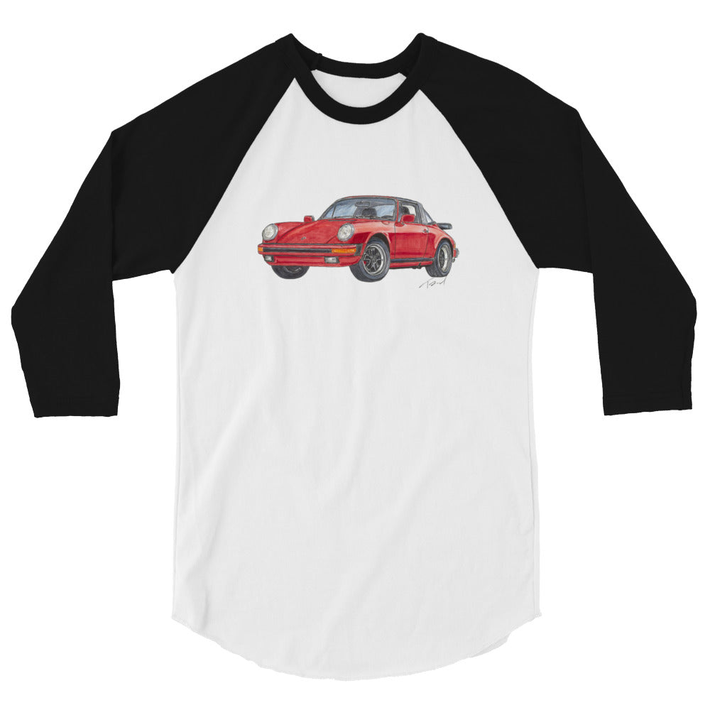 1975 911 Targa Red 3/4 sleeve raglan shirt