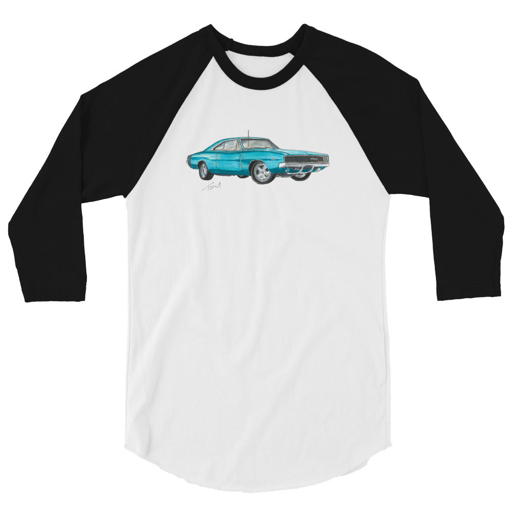 1968 Charger Blue 3/4 sleeve raglan shirt