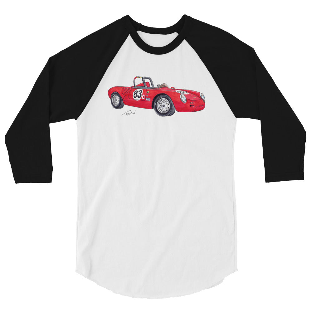 1955 P 550A Spyder Red 3/4 sleeve raglan shirt