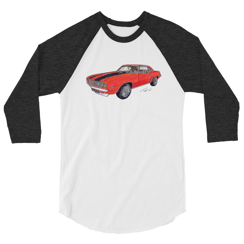 1969 C Z28 RS Orange 3/4 sleeve raglan shirt