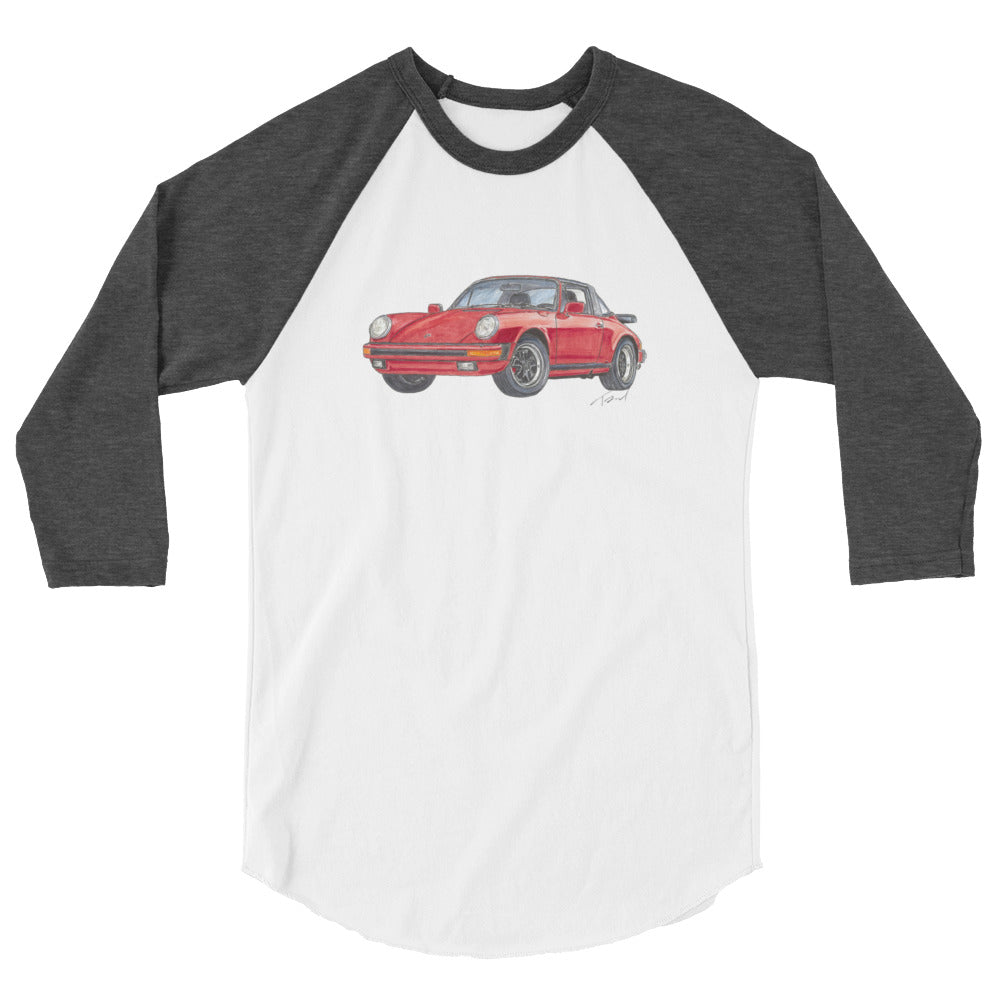 1975 911 Targa Red 3/4 sleeve raglan shirt