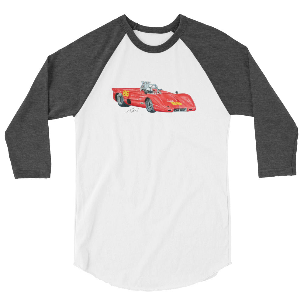 British 1970 McL CAN AM Racecar 3/4 sleeve raglan shirt