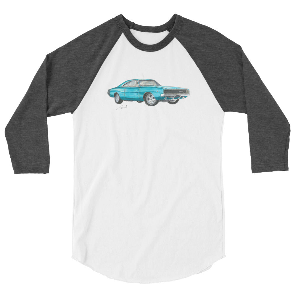 1968 Charger Blue 3/4 sleeve raglan shirt