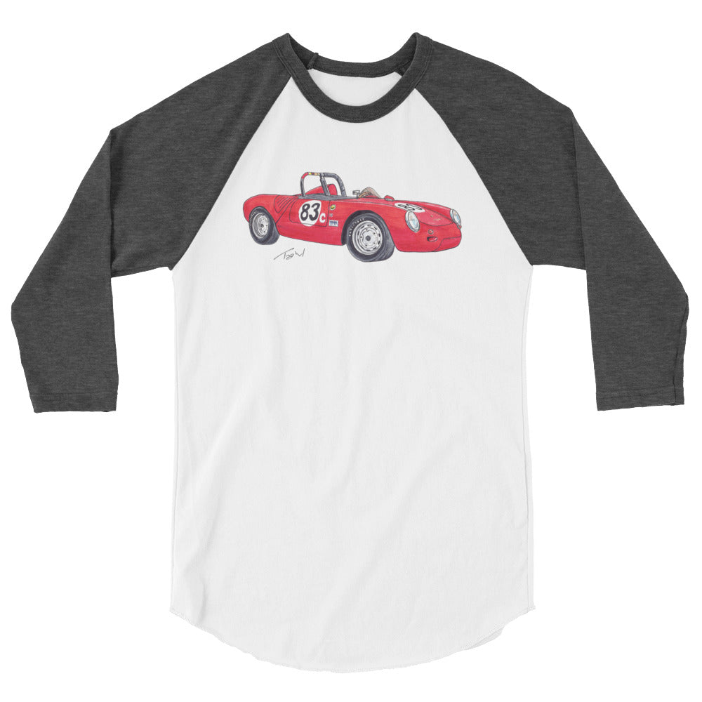 1955 P 550A Spyder Red 3/4 sleeve raglan shirt