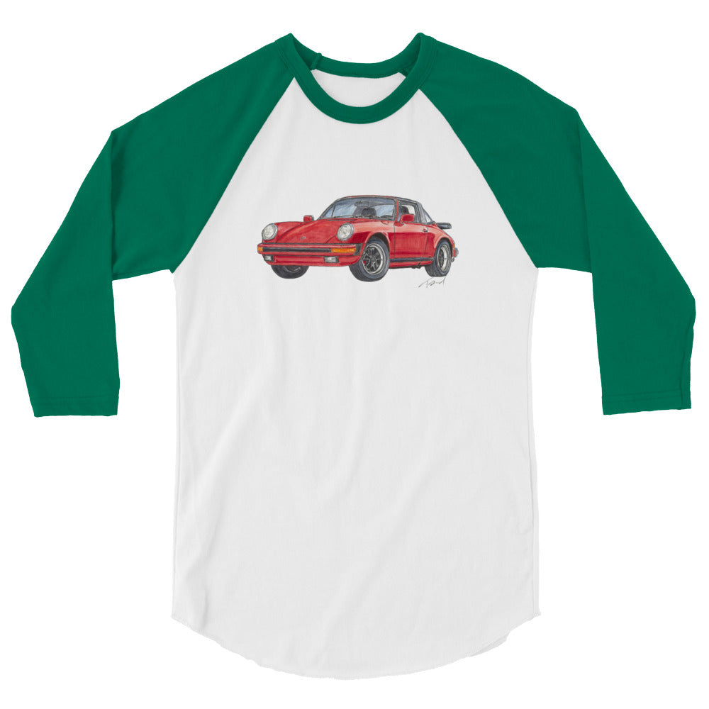 1975 911 Targa Red 3/4 sleeve raglan shirt