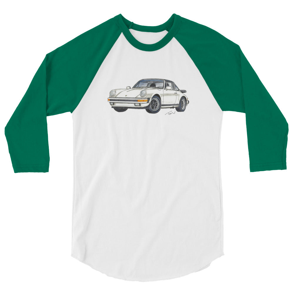 1986 911 Targa White 3/4 sleeve raglan shirt