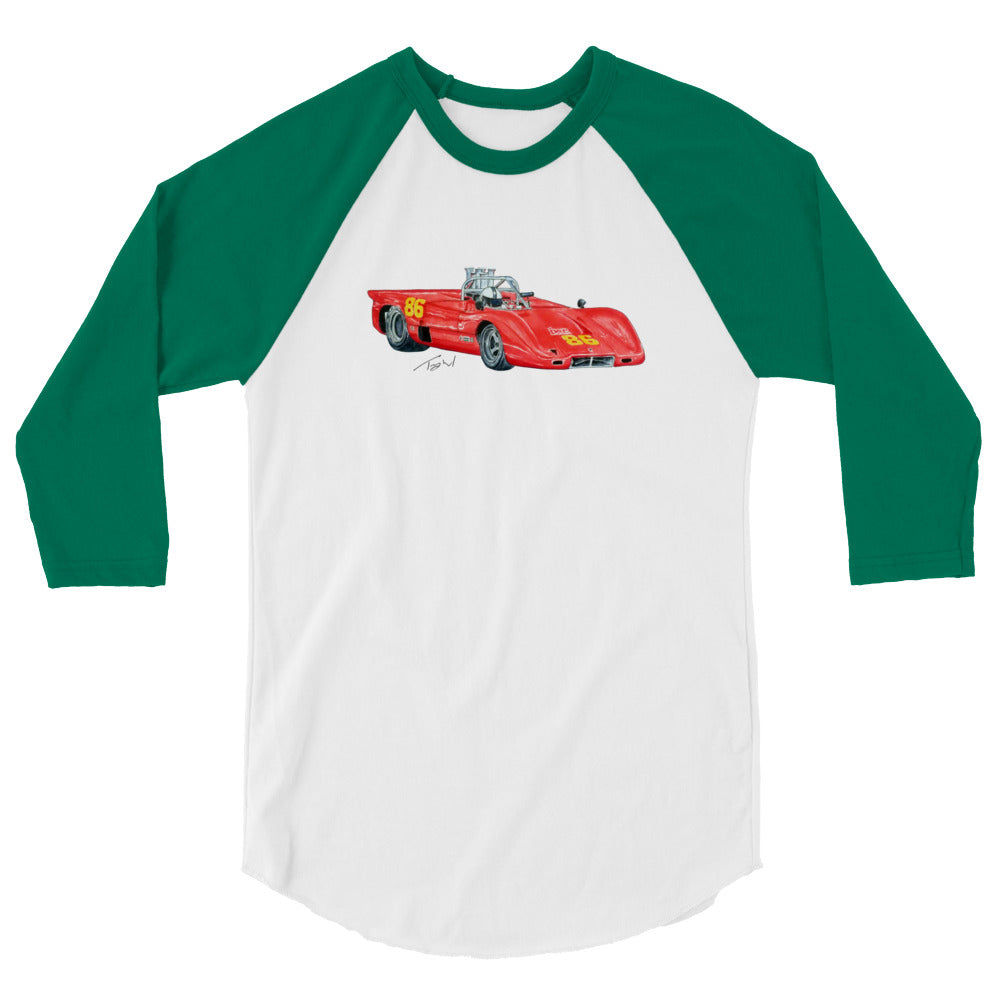 British 1970 McL CAN AM Racecar 3/4 sleeve raglan shirt