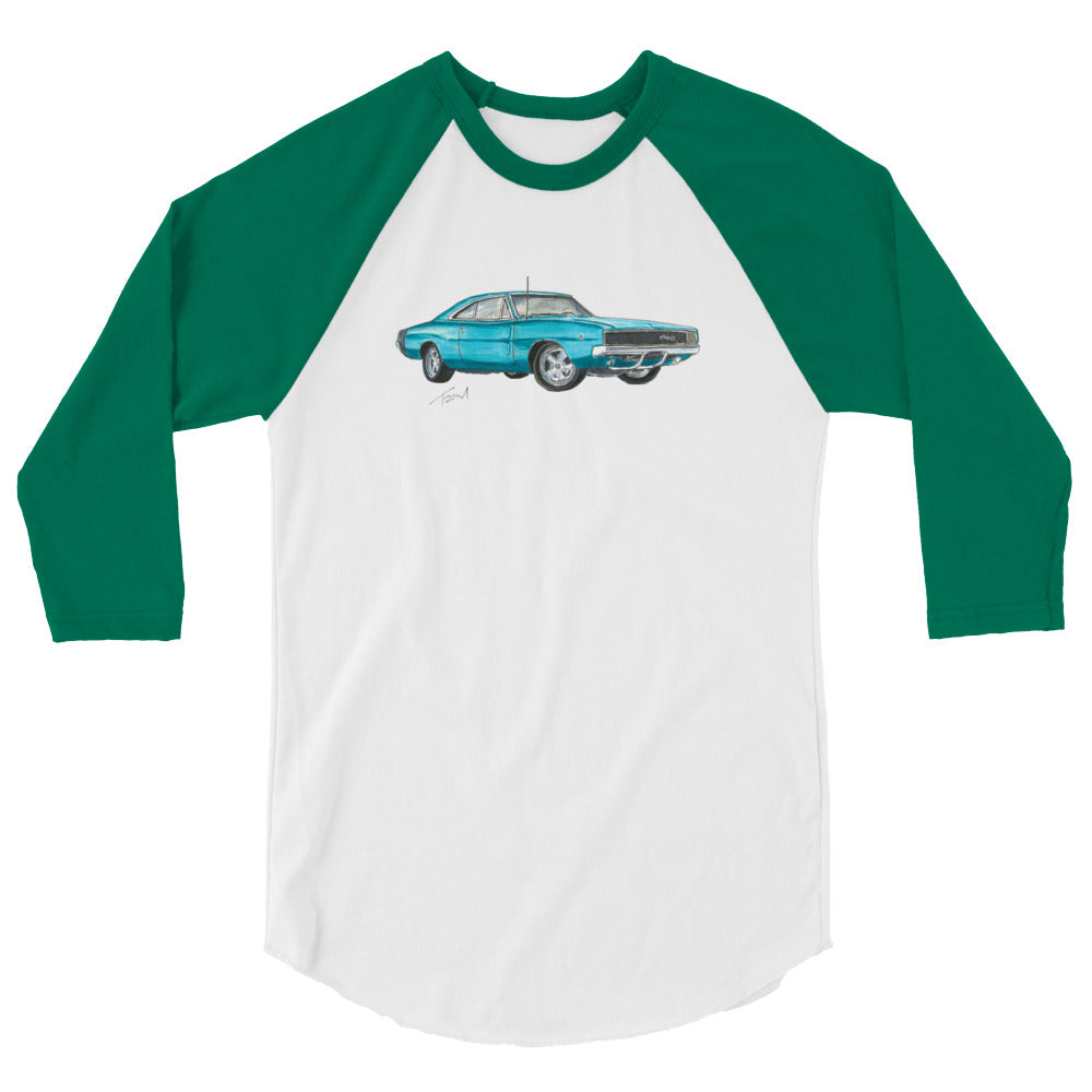 1968 Charger Blue 3/4 sleeve raglan shirt