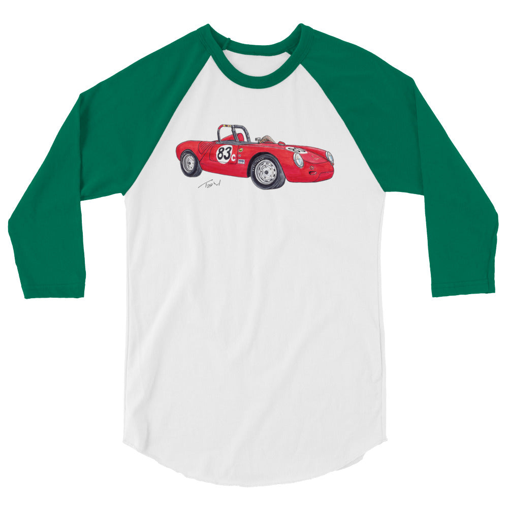 1955 P 550A Spyder Red 3/4 sleeve raglan shirt