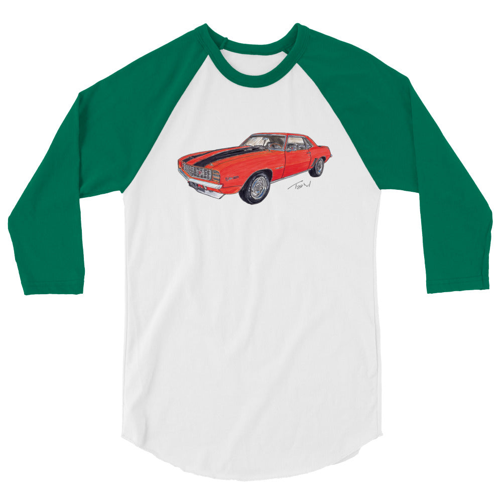 1969 C Z28 RS Orange 3/4 sleeve raglan shirt