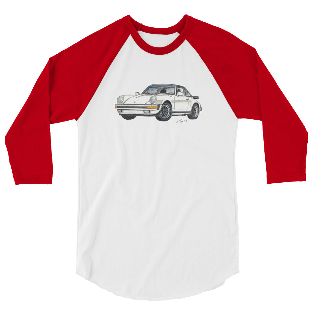 1986 911 Targa White 3/4 sleeve raglan shirt