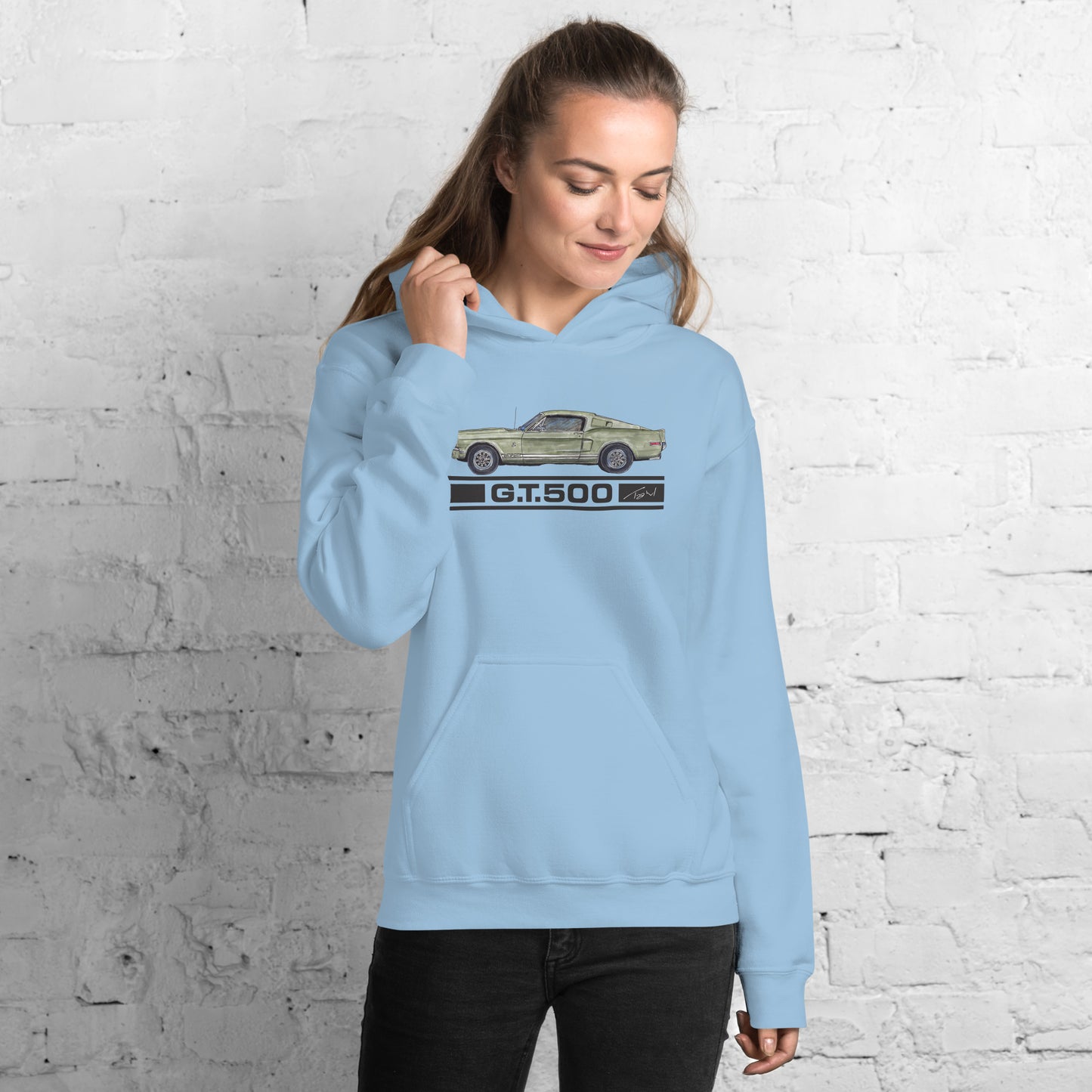 1968 M Shelby GT500 Black Decal Unisex Hoodie