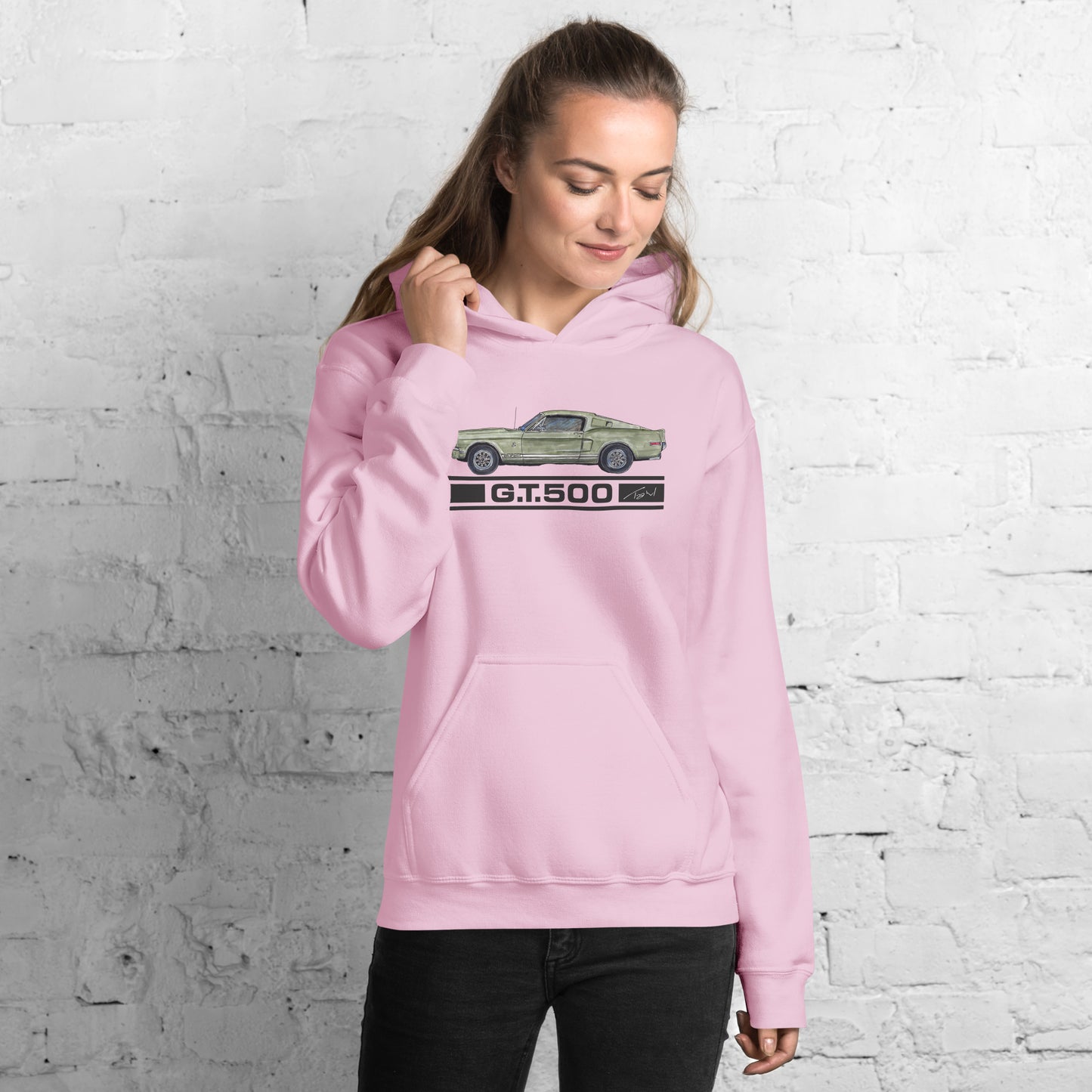 1968 M Shelby GT500 Black Decal Unisex Hoodie