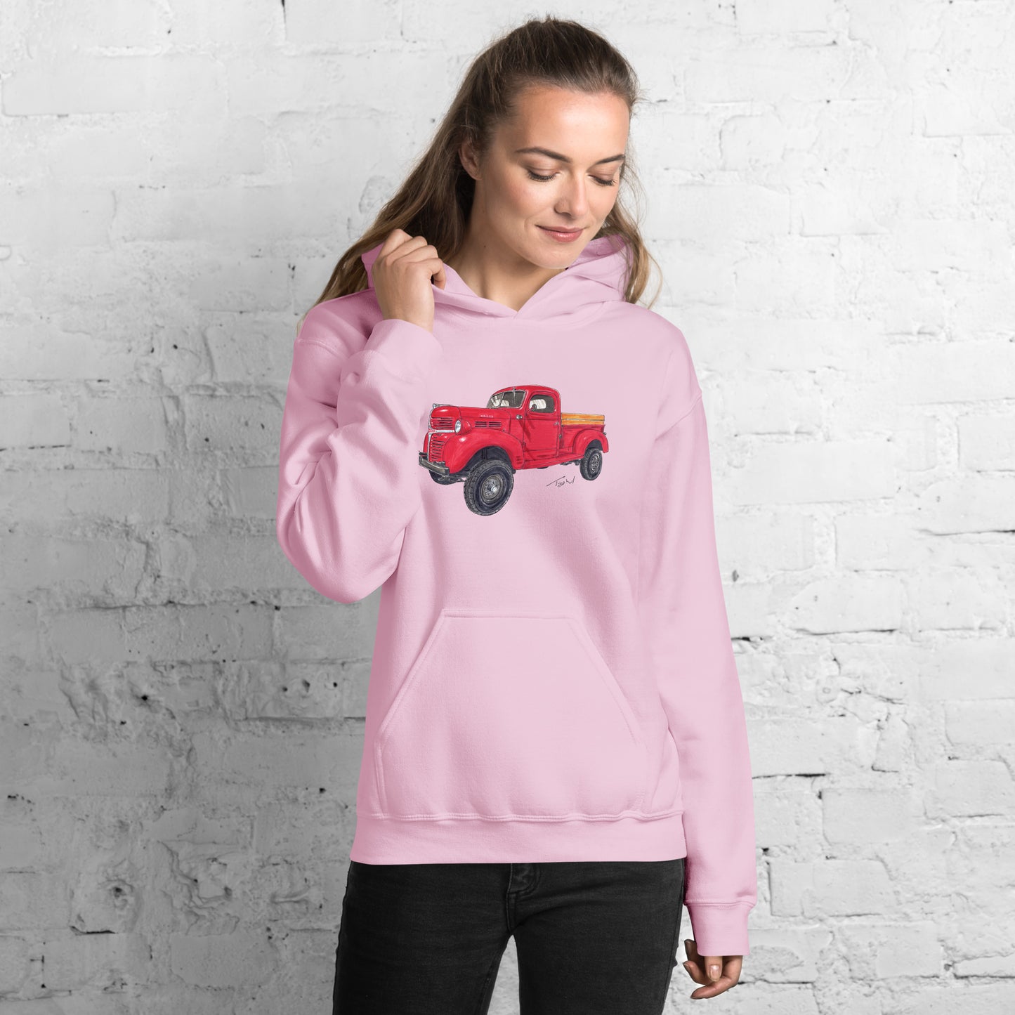 Vintage 1946 D Red Truck Unisex Hoodie