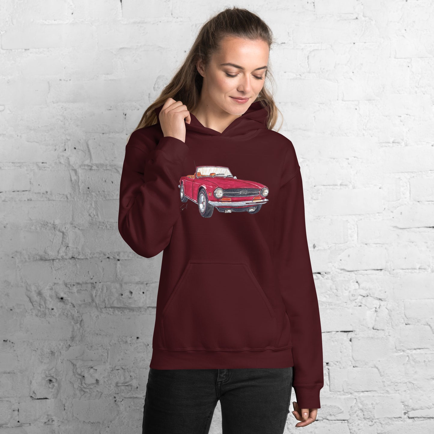 British TR6 Burgundy Unisex Hoodie