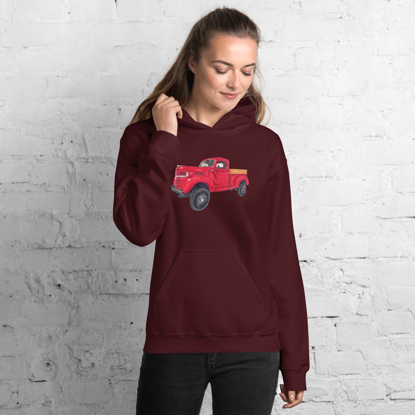 Vintage 1946 D Red Truck Unisex Hoodie