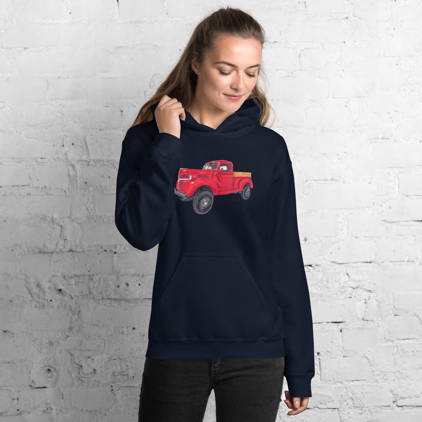 Vintage 1946 D Red Truck Unisex Hoodie