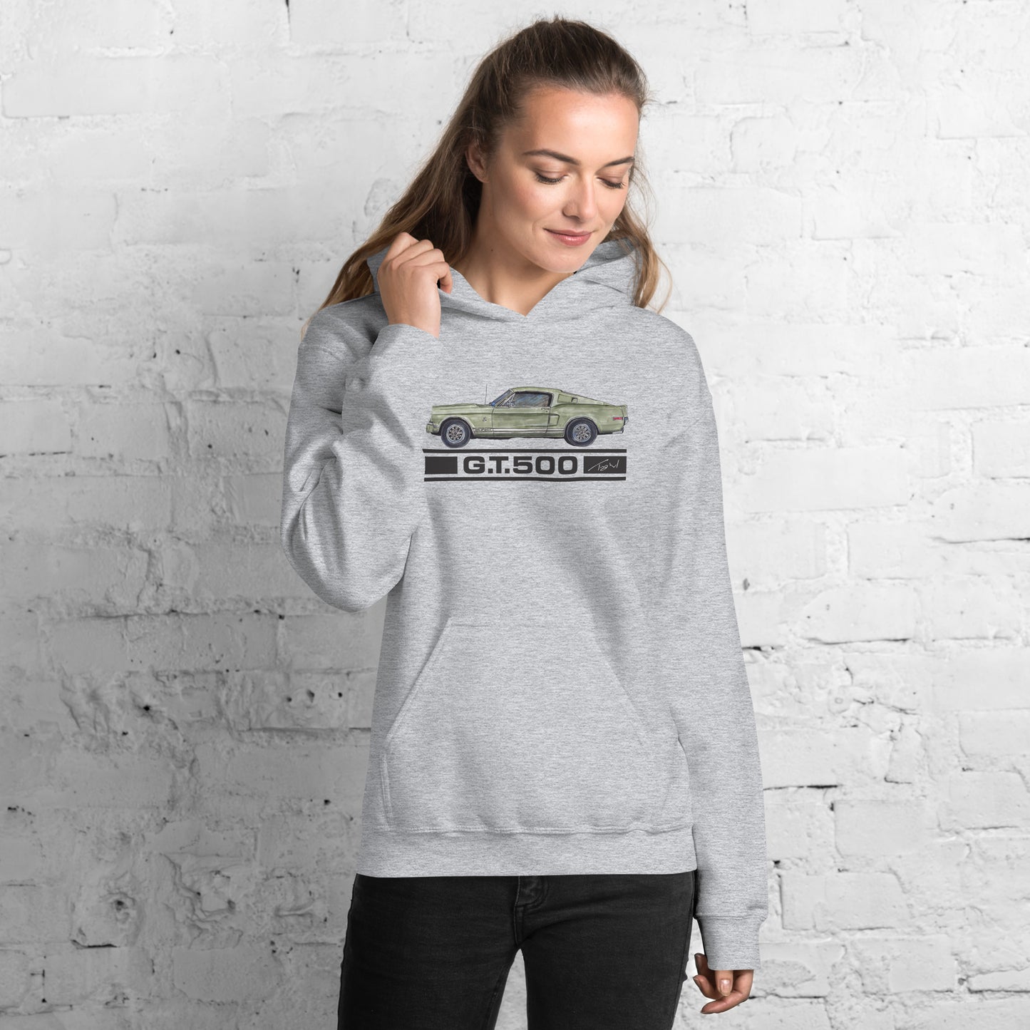 1968 M Shelby GT500 Black Decal Unisex Hoodie