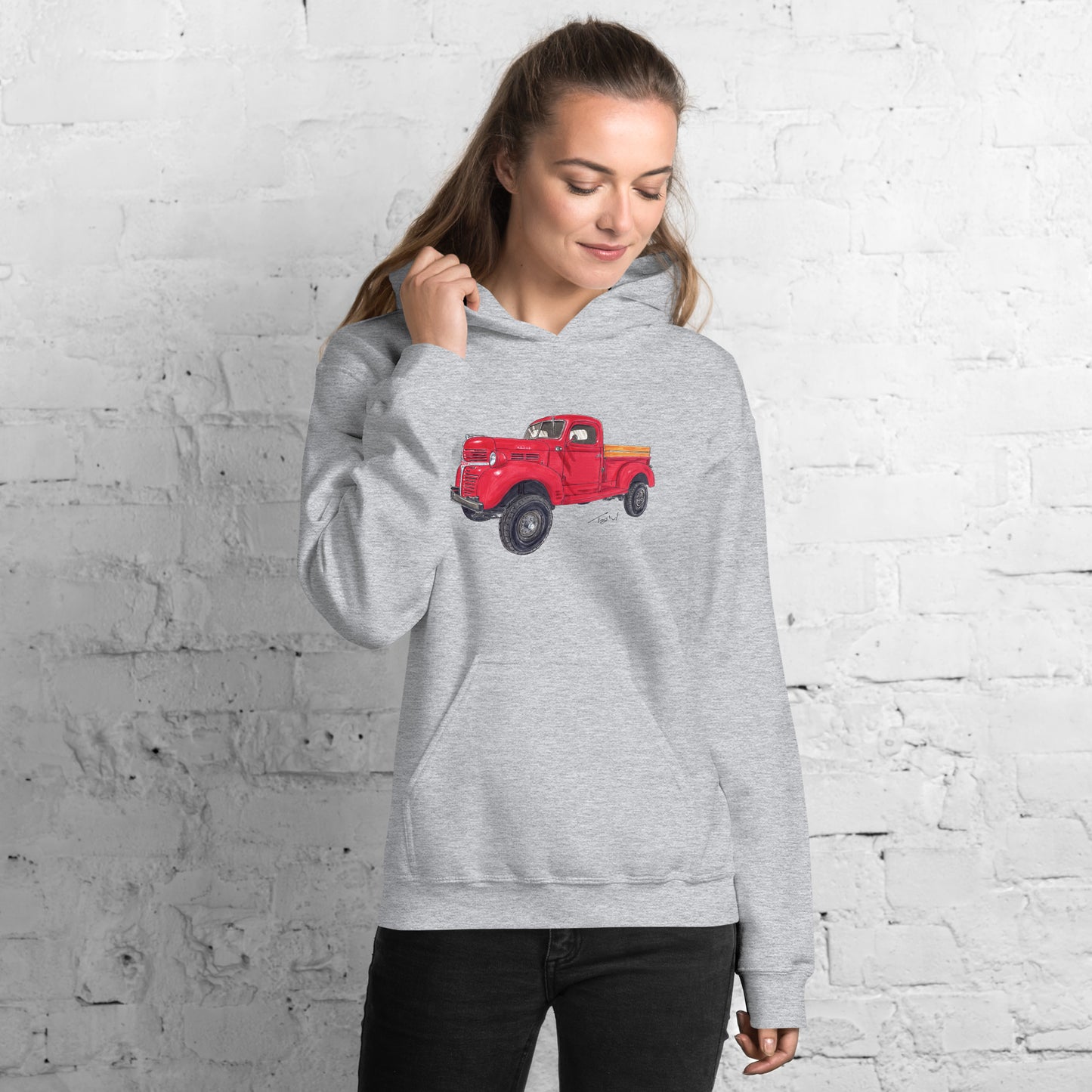 Vintage 1946 D Red Truck Unisex Hoodie