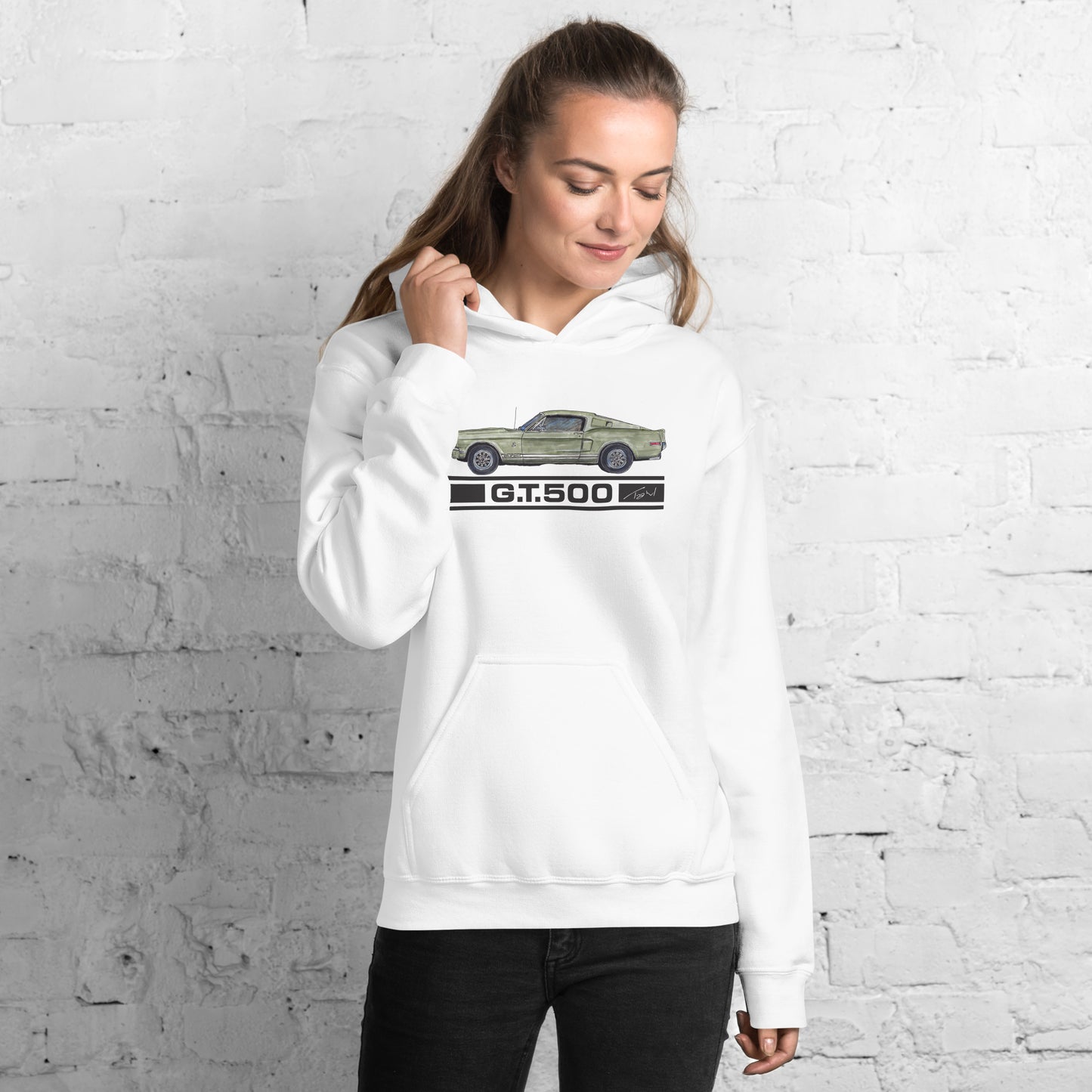 1968 M Shelby GT500 Black Decal Unisex Hoodie