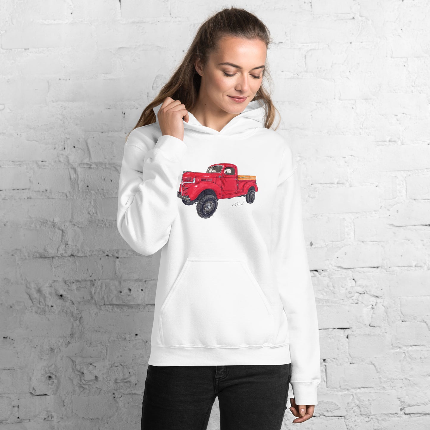 Vintage 1946 D Red Truck Unisex Hoodie