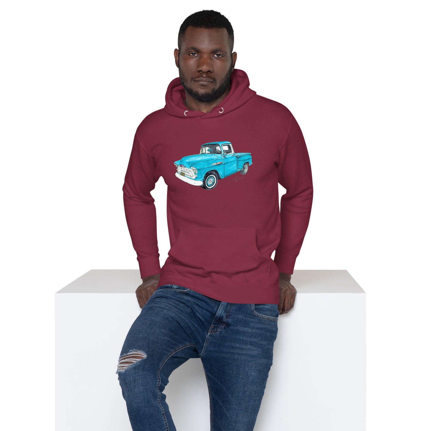 Vintage 1957 C Truck Blue Unisex Hoodie