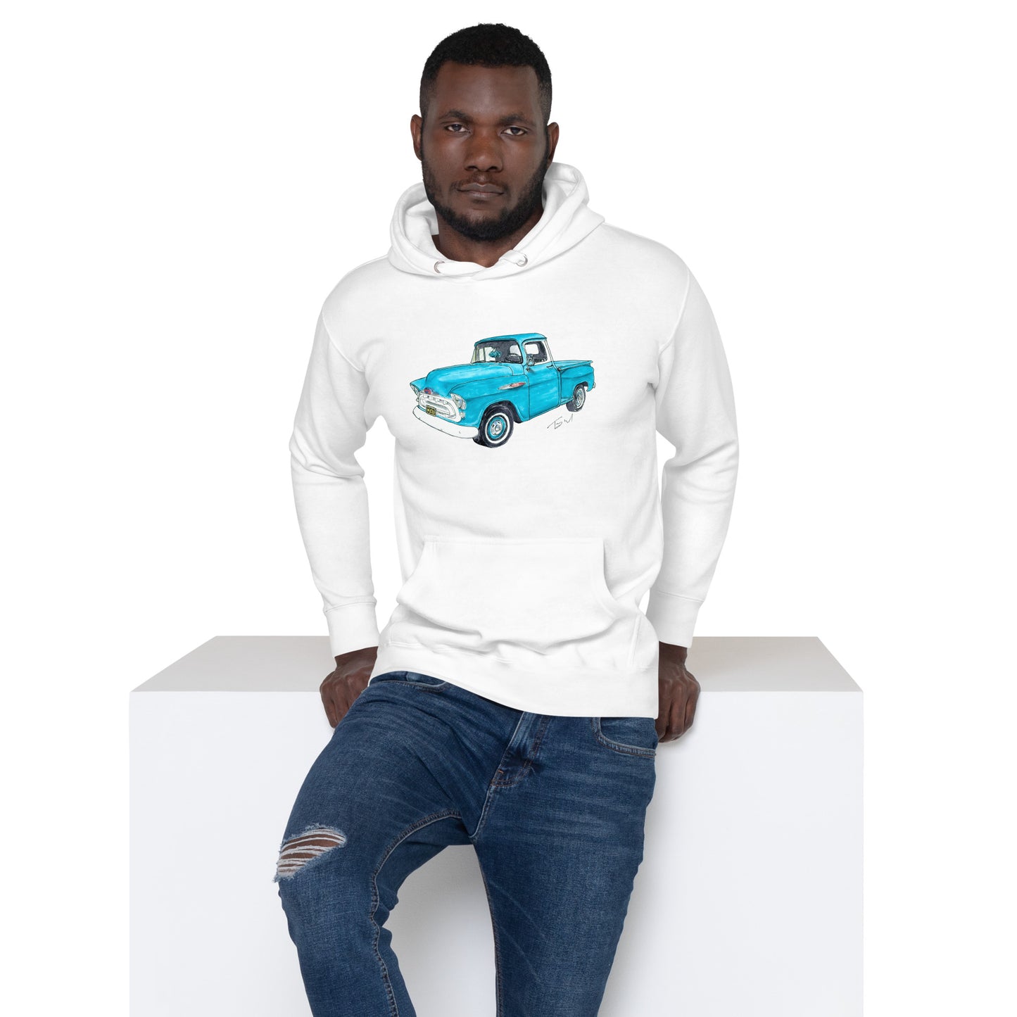 Vintage 1957 C Truck Blue Unisex Hoodie