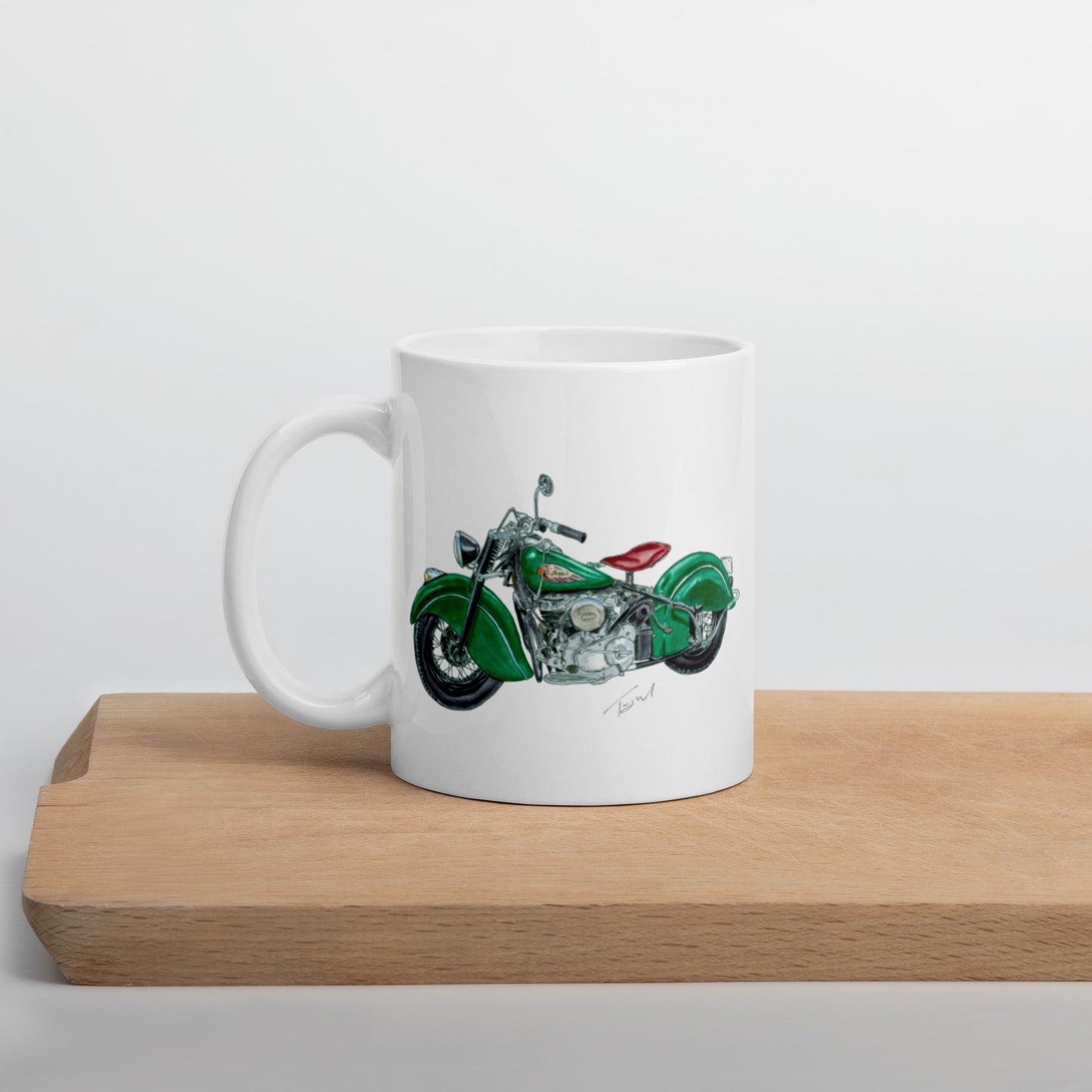 1947 IC Vintage Motorcycle White glossy mug