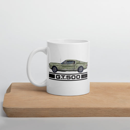 1968 M Shelby GT500 Black Decal White glossy mug